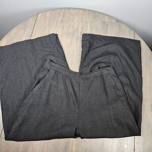 Chicos Women 16 Pants Wide Leg Linen Elastic Back Pocket Casual Cropped Black